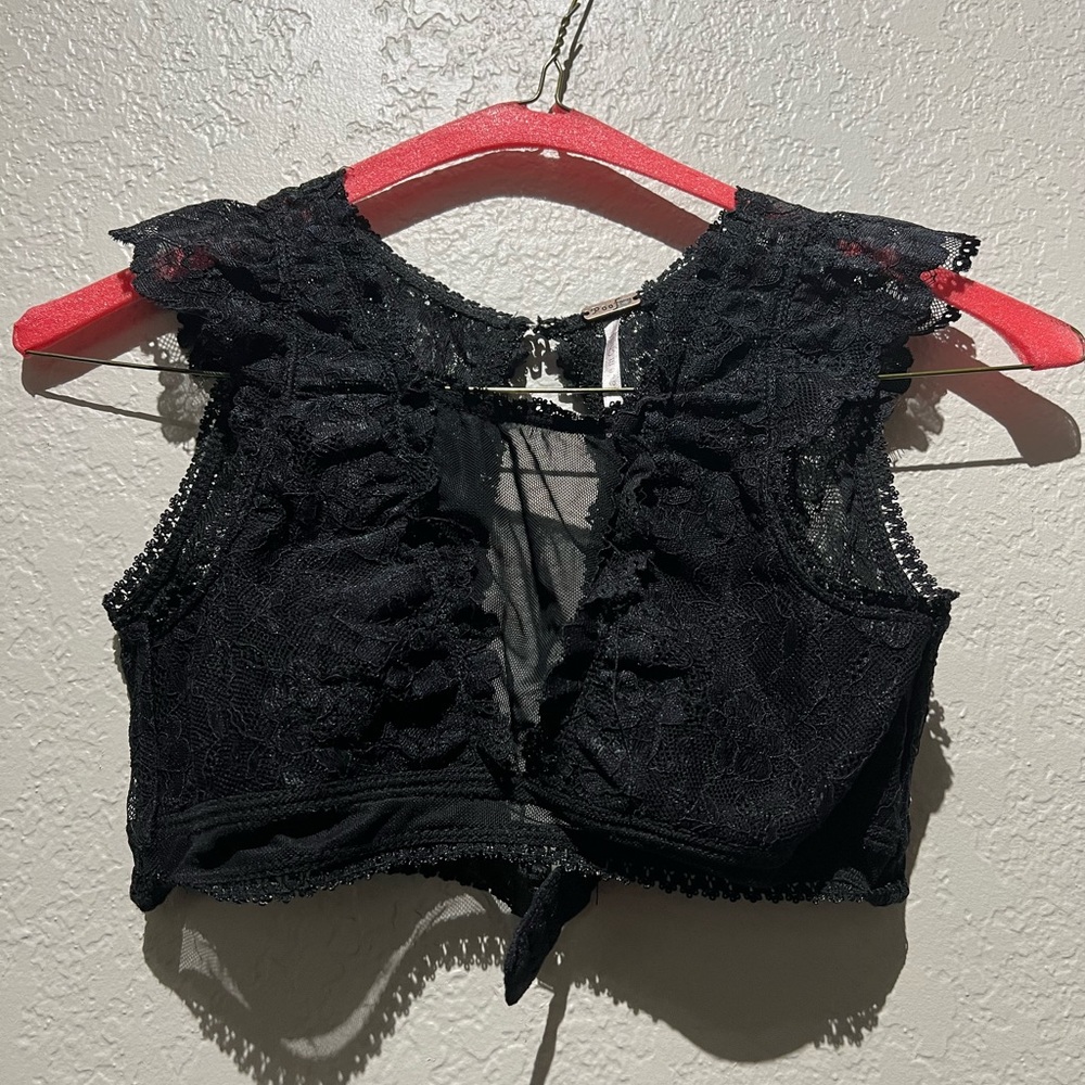 Poof sexy black lace mesh bralette in a medium